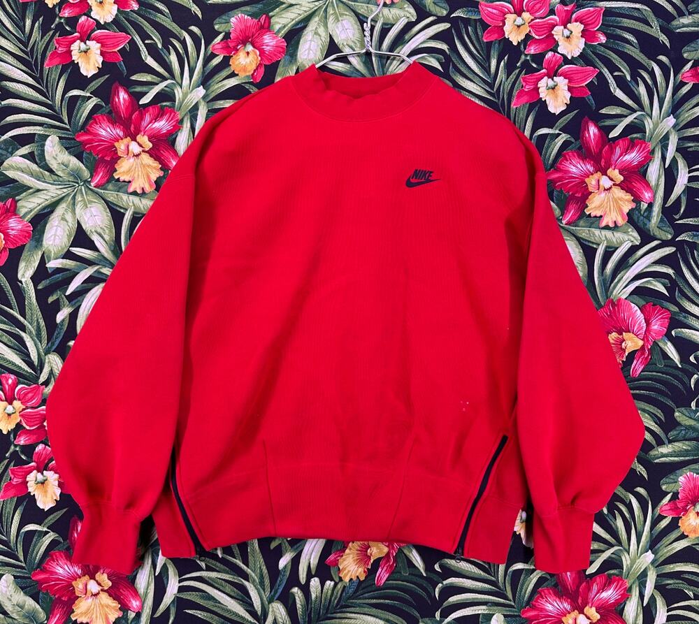 Nike Futura Red Athletic Crewneck Zippers Size Large